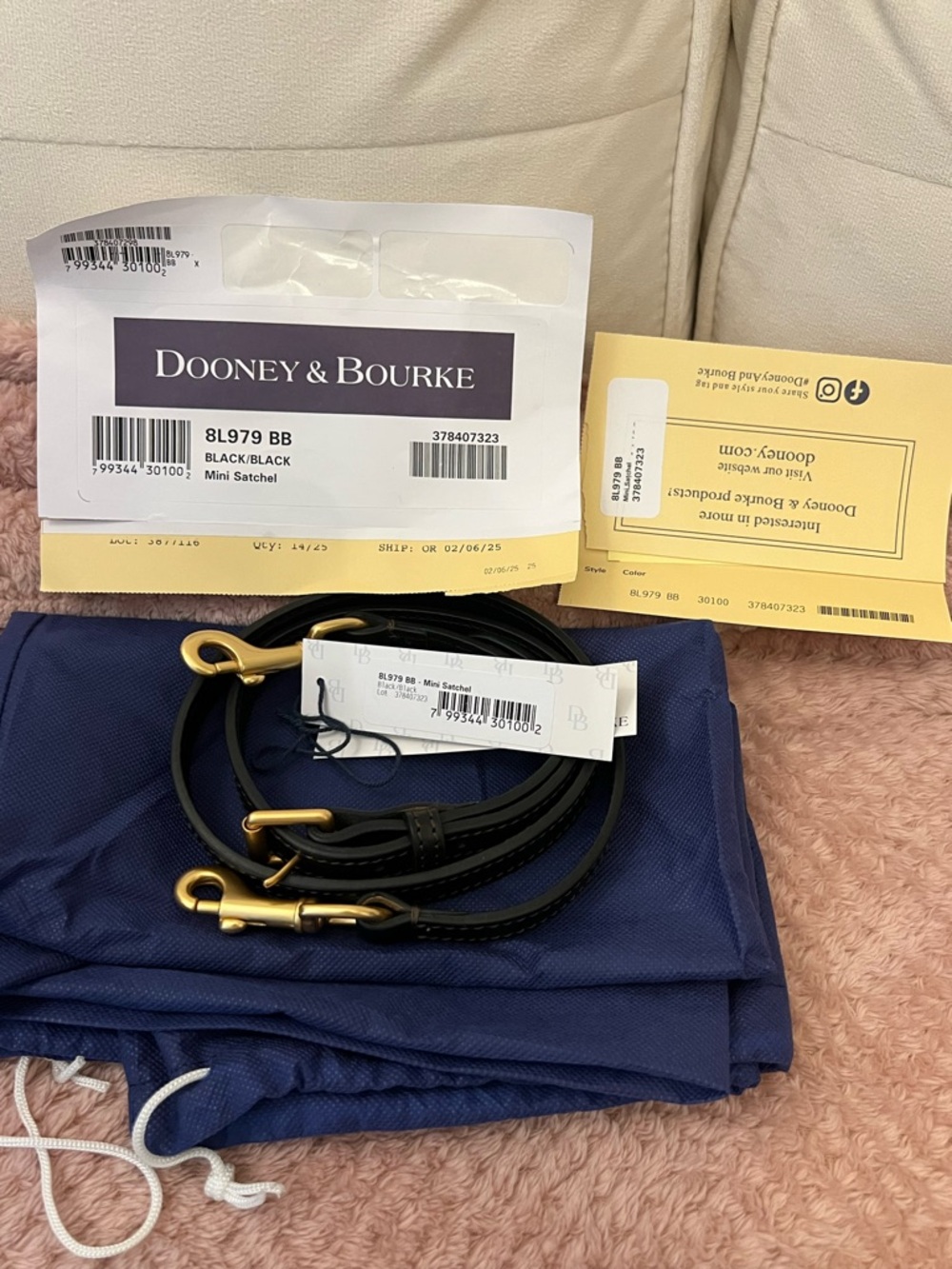 Dooney & Bourke Black Florentine Leather Satchel with Gold Hardware - Picture 14 of 14